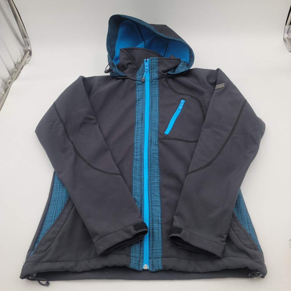 Body Glove Womens Softshell Jacket Gray Blue Fleece Lined Hooded Outdoor 6264 M